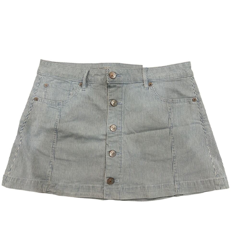 NWT American Eagle Button Up Stripe Denim Skirt - Size 8